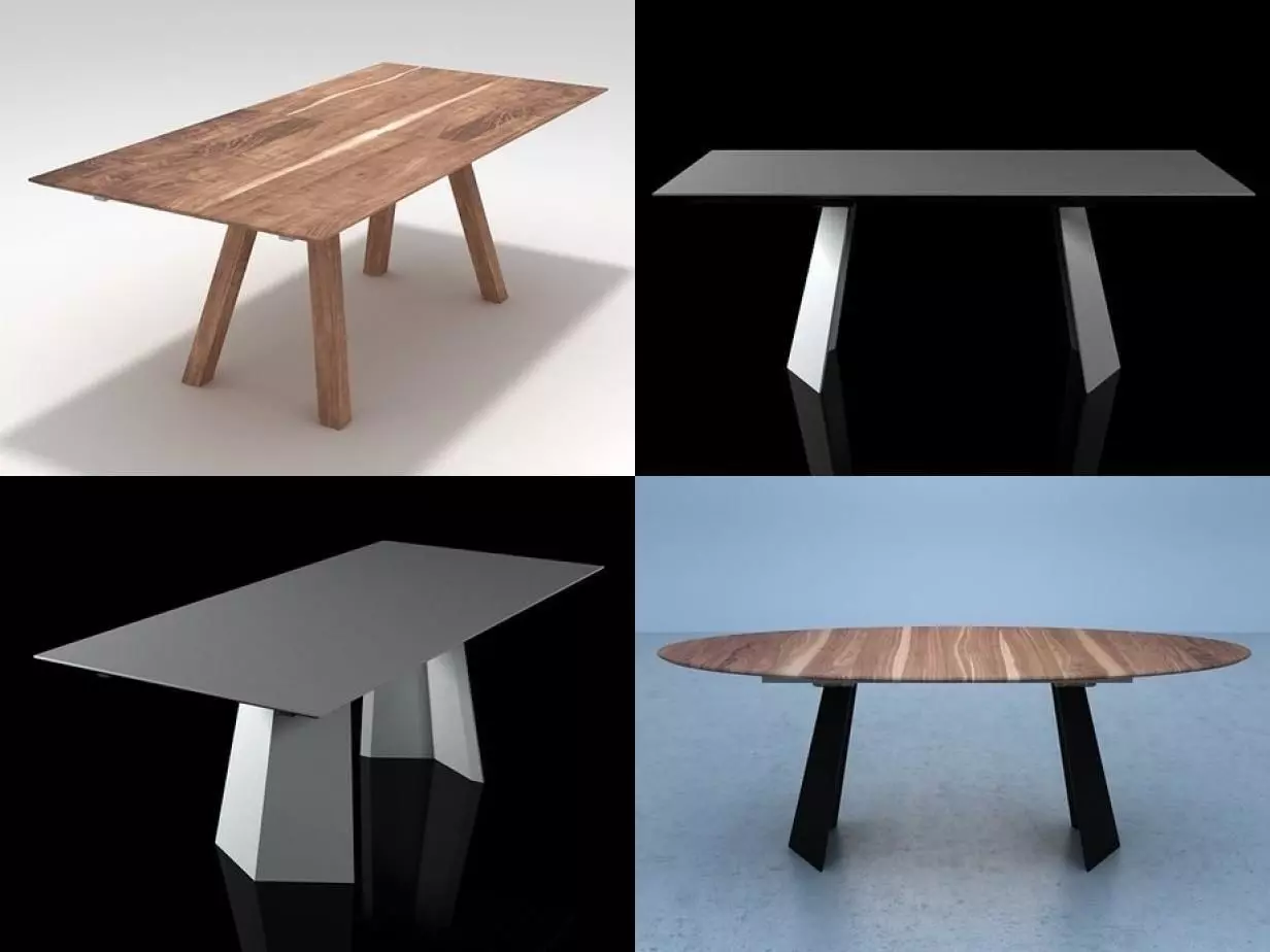 Siena dining table with four different legs 3D model_0