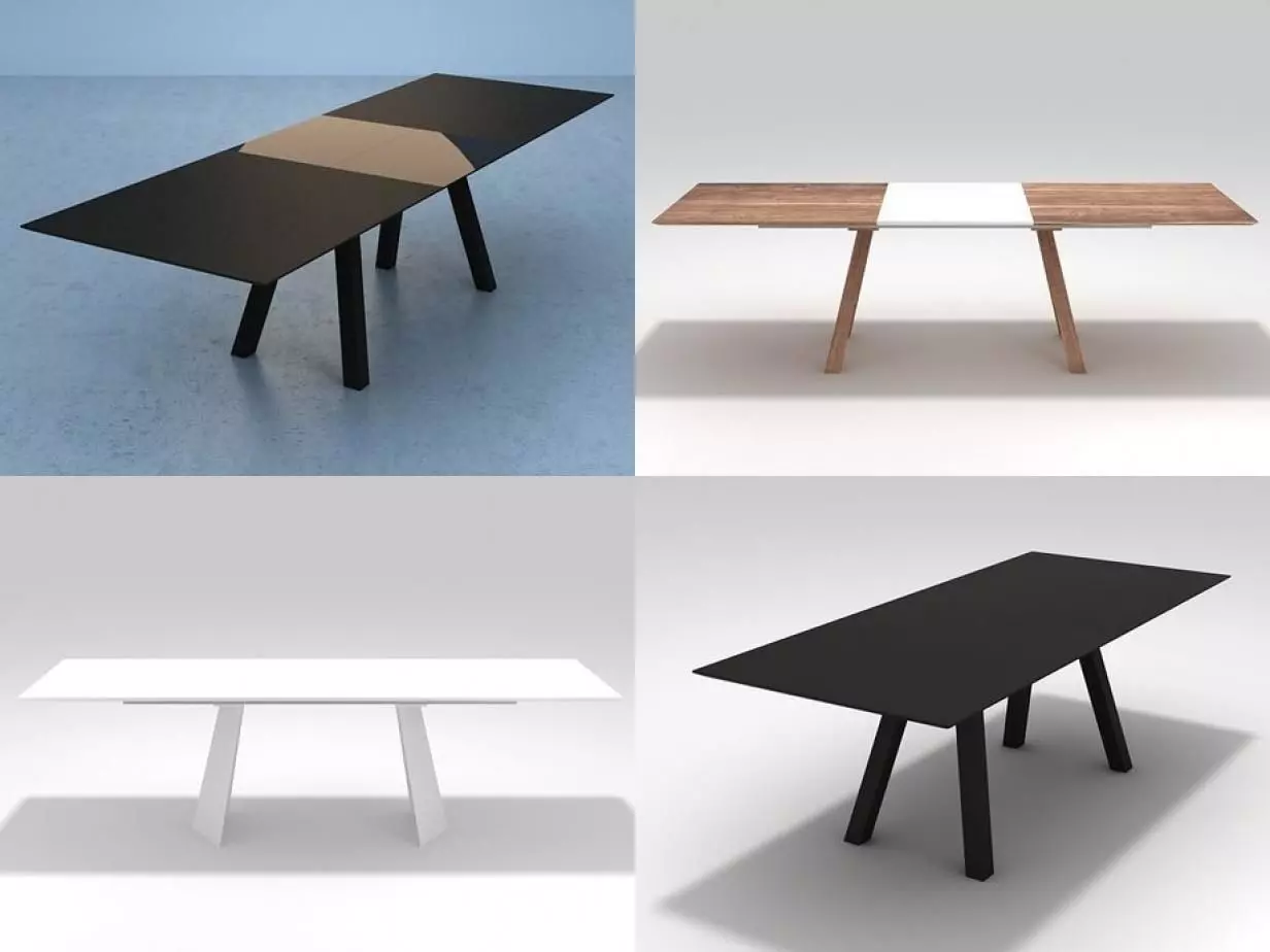 Siena dining table with four different legs 3D model_1