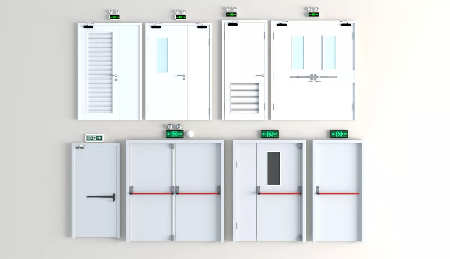 Industrial Fire Exit Doors Collection Low-poly 3D model