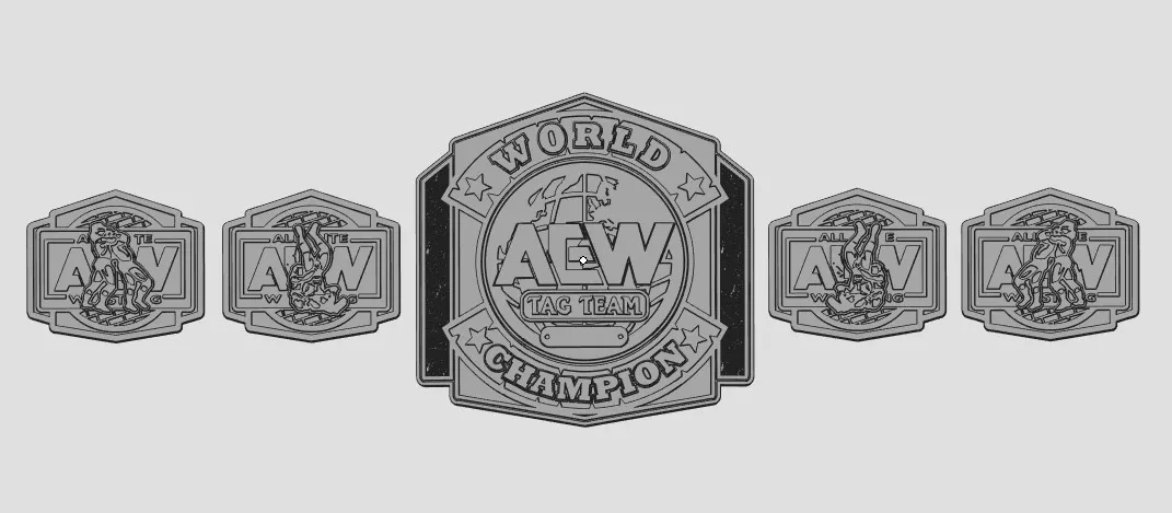 AEW World Tag Team Championship Belt Plates 3D Model Set 3D print model