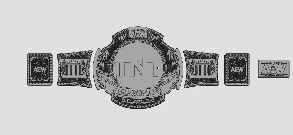 AEW TNT Championship Belt Plates 3D Model Set 3D print model