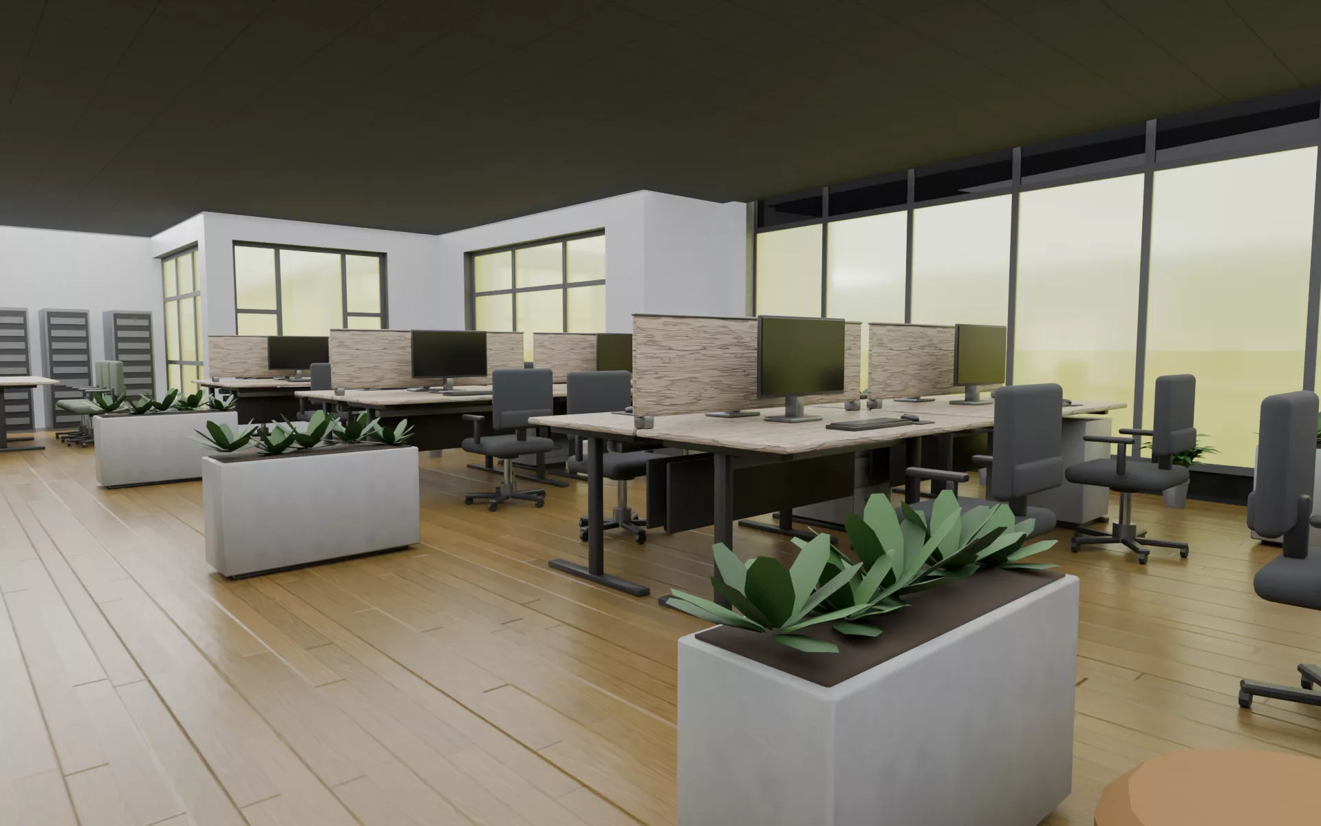 Modern Office Furniture Collection Low-poly 3D model