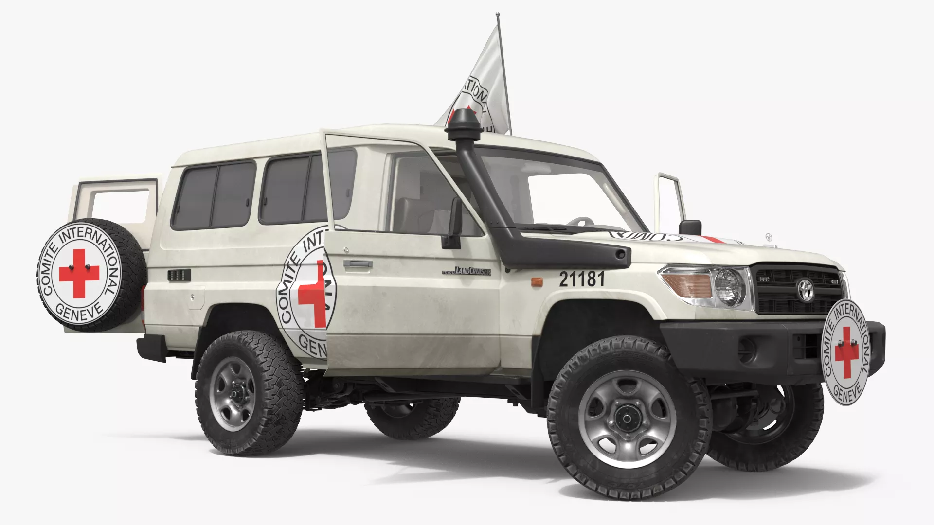 Toyota Land Cruiser Red Cross Rigged 3D model