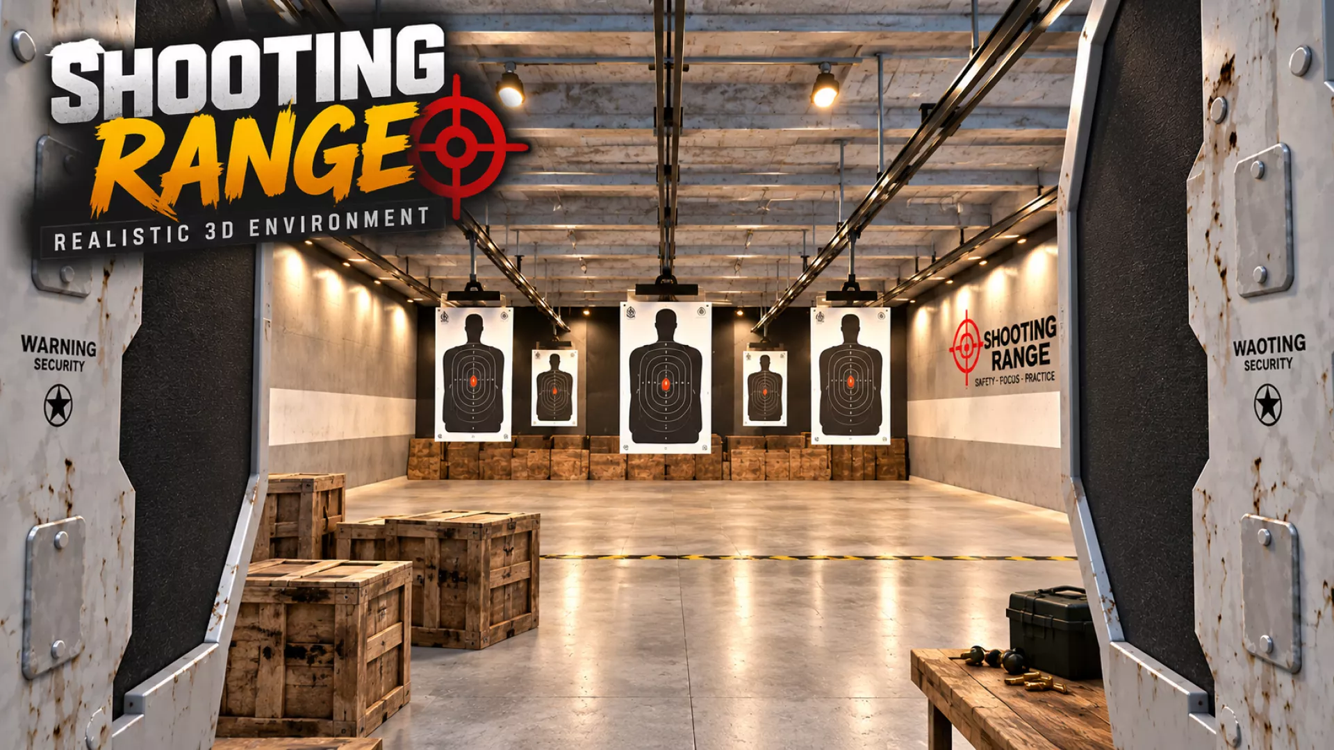 Indoor Shooting Range 3D Environment Free low-poly 3D model