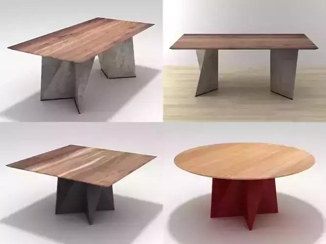 Zen four different tables with wooden legs