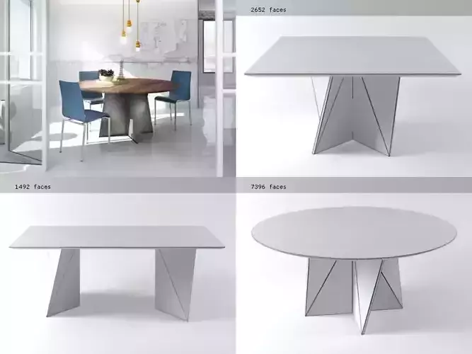 Zen four different tables with wooden legs