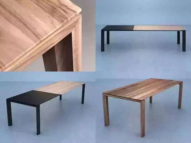 Malva dining table made of wood and metal 3D model