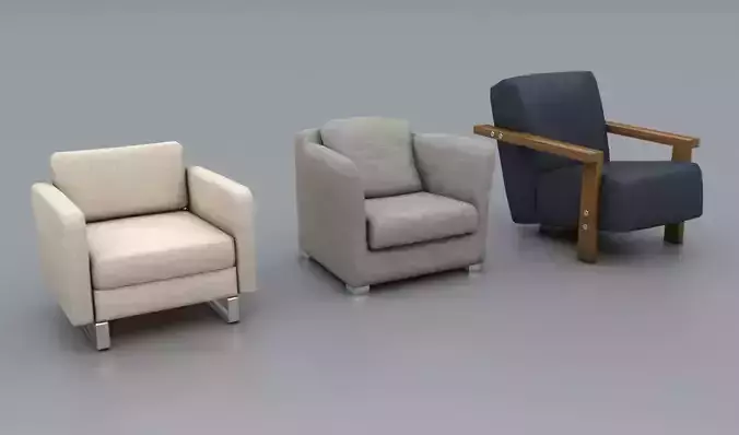 Lowpoly Sofa Chairs Pack Low-poly 3D model