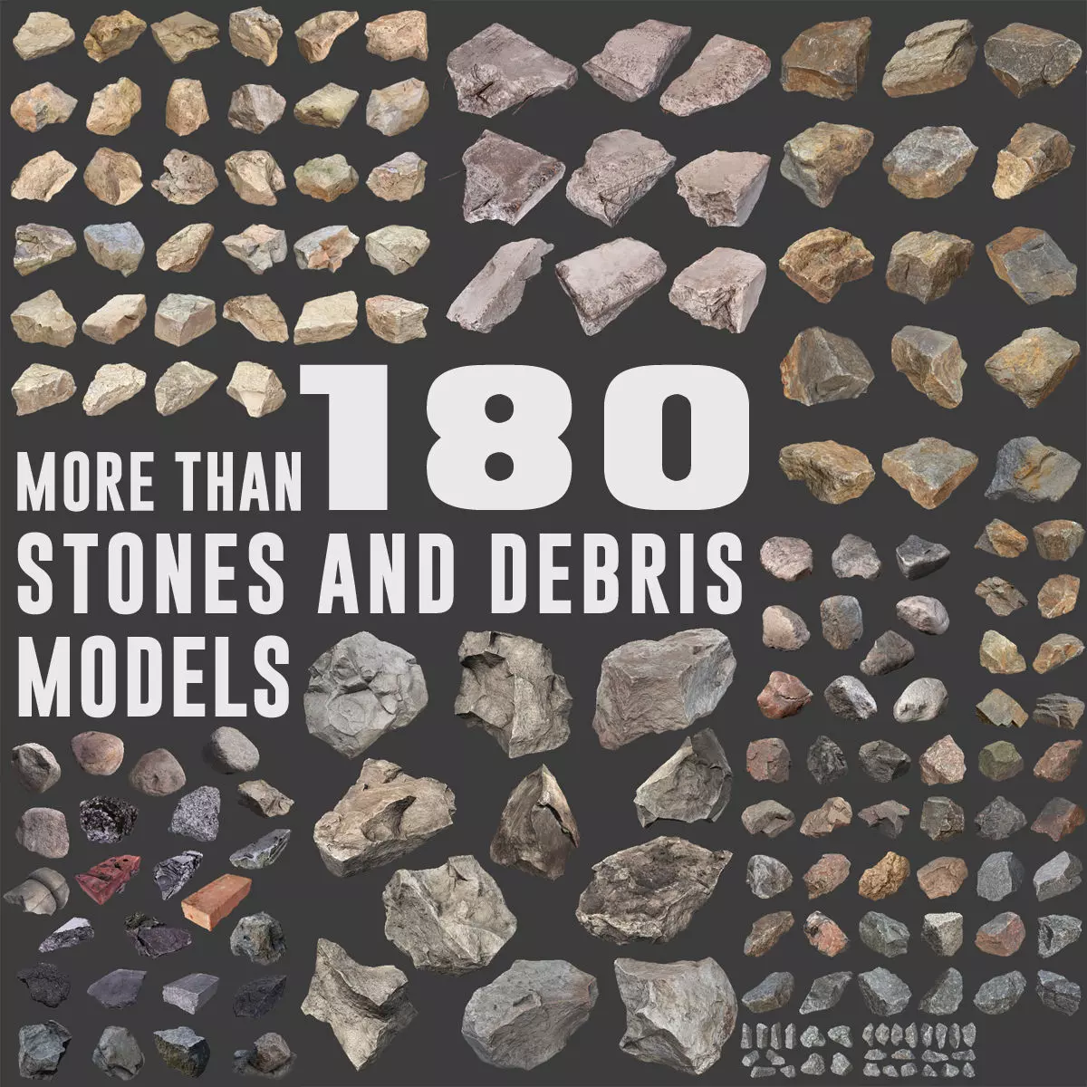 Ultimate Stones and Debris Pack Low-poly 3D model_0
