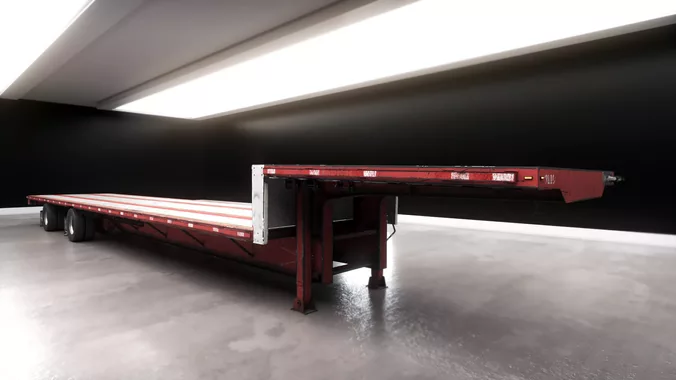Old and Worn Drop Deck Semi-Trailer - PBR LODs