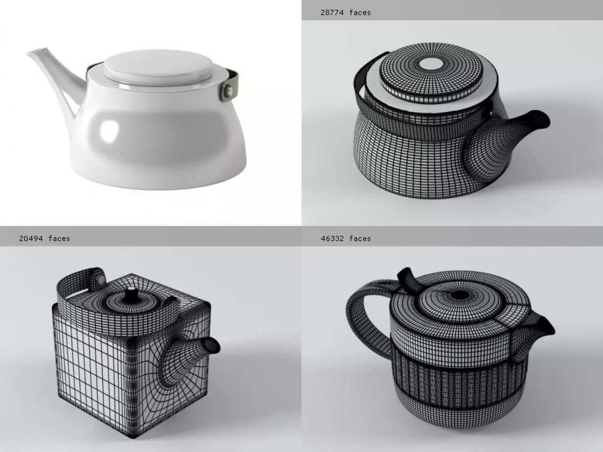 TeaTime set four different teapots 3D model_5