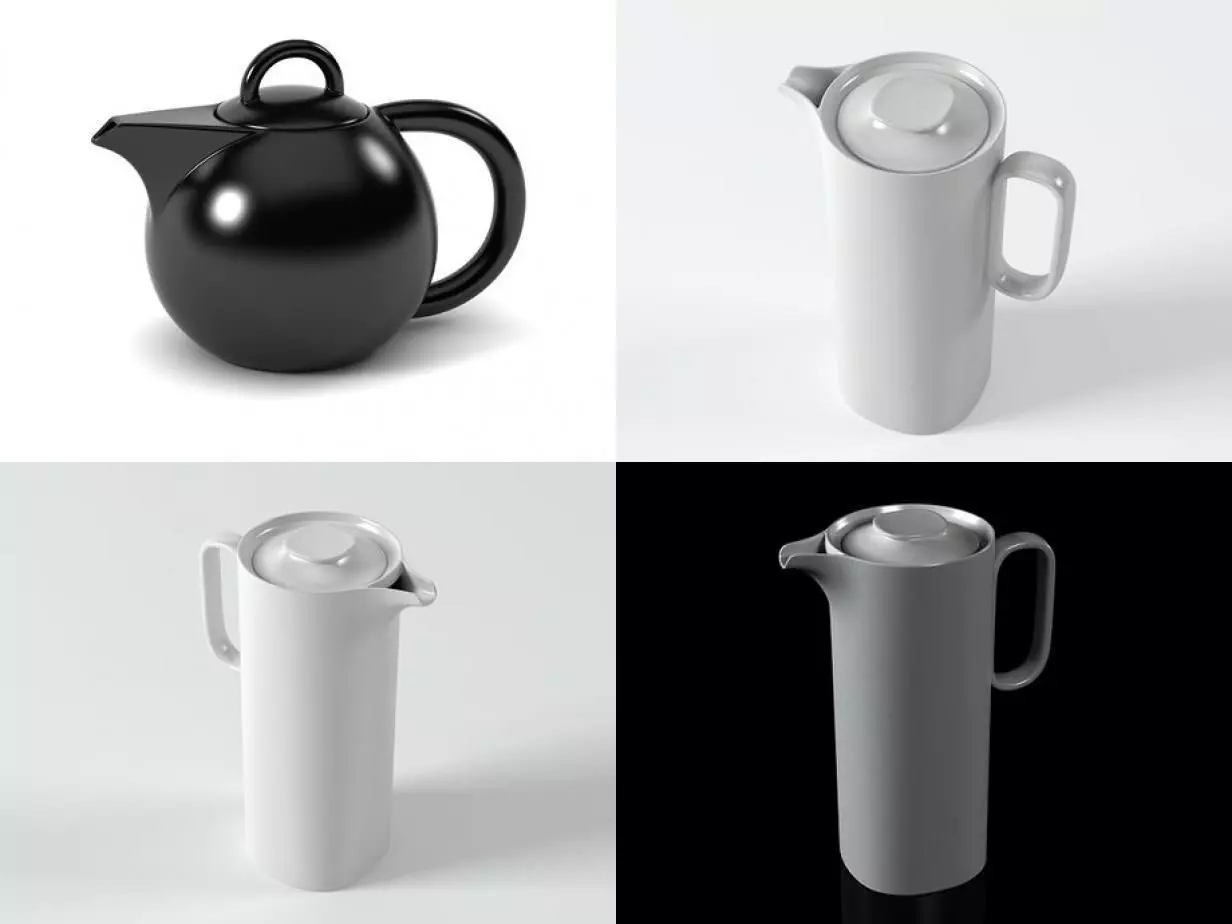 TeaTime set four different teapots 3D model_3