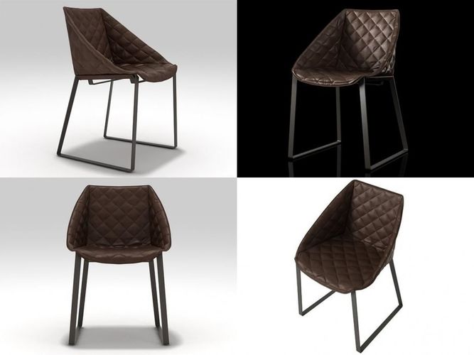 Kekke set of four leather chairs 3D model