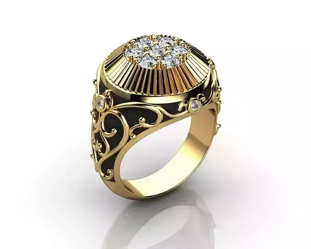 Mens Diamond Ring Yellow Gold