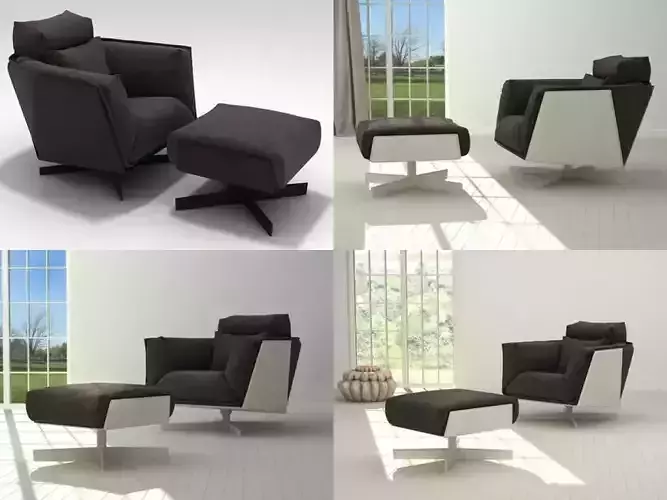Heit armchair and footstool