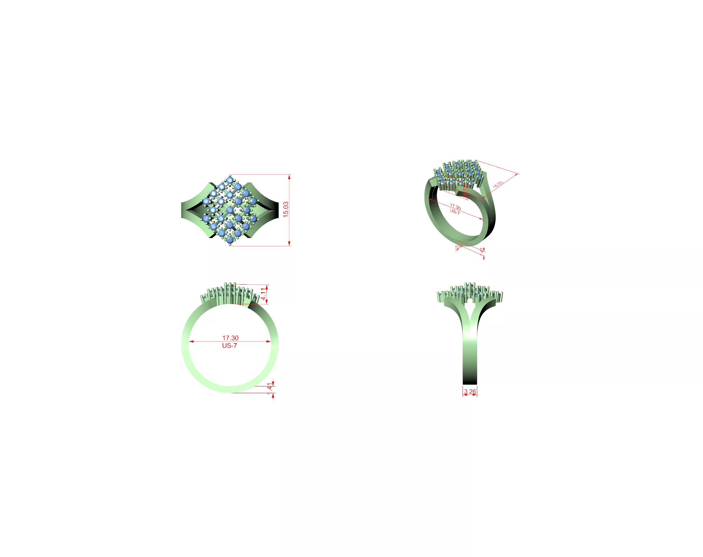 Buy Diamond Ring CAD Engagement Wedding Jewelry STL 3DM R3471 3D print model