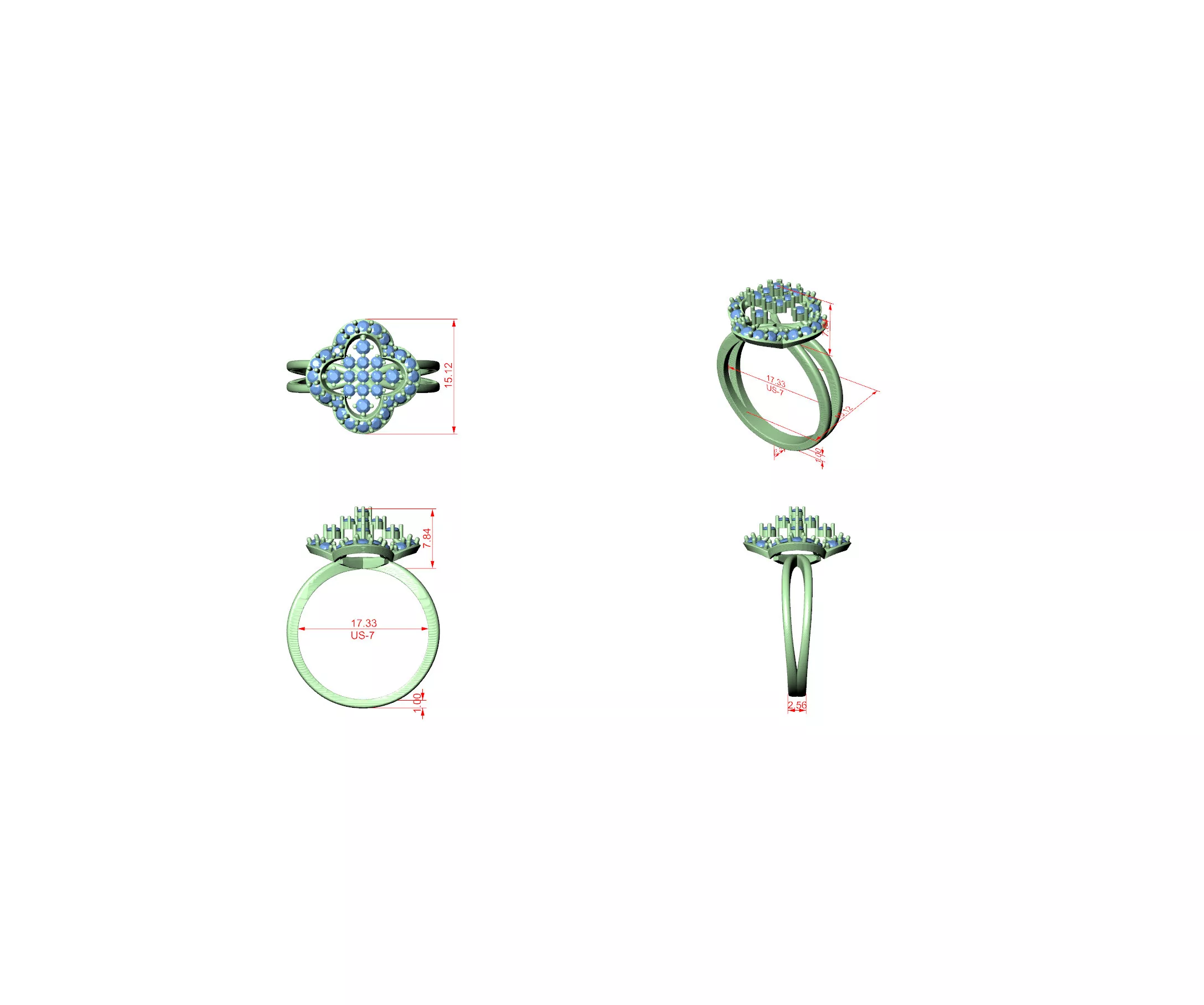 Buy Diamond Ring CAD Engagement Wedding Jewelry STL 3DM R3626 3D print model