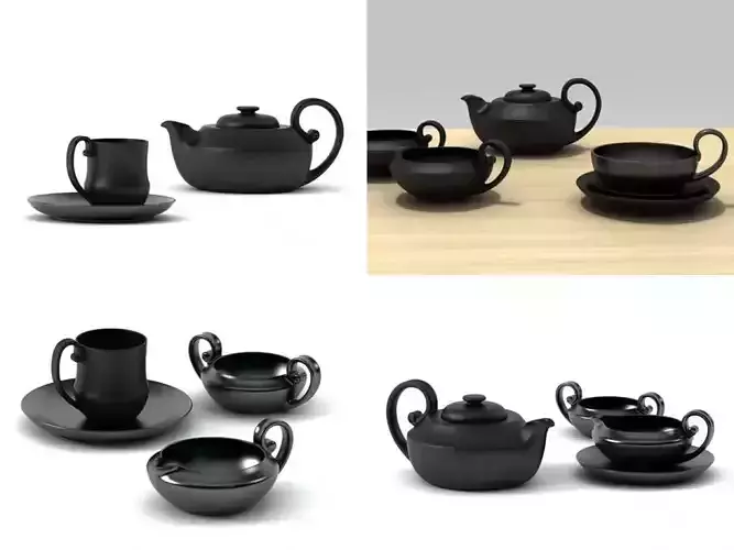 Storia set of bowls with handles 3D model