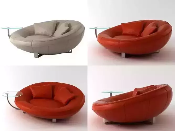 DS-152 leather chair with coffee table 3D model