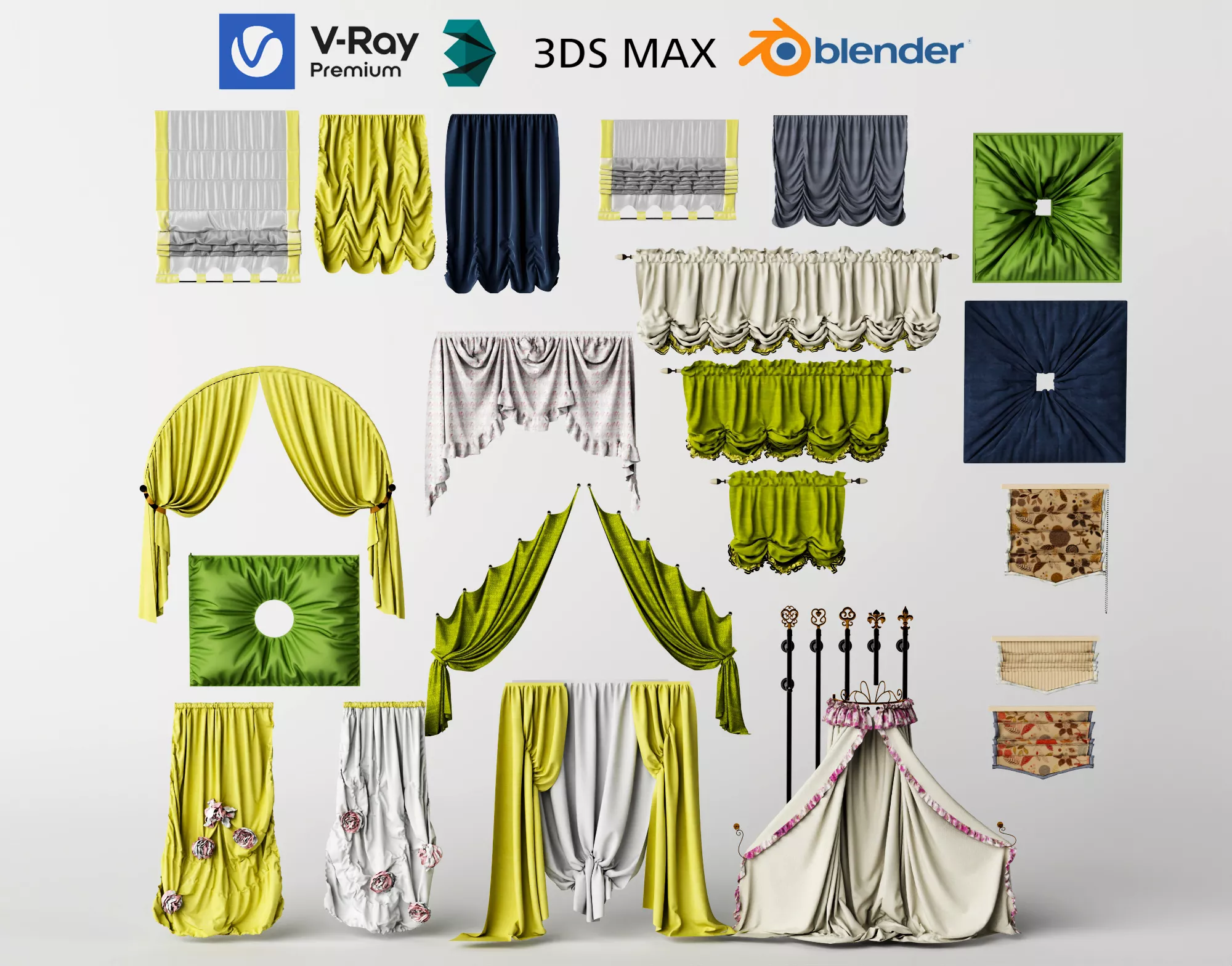 Curtain Collection 3D Model 3D model
