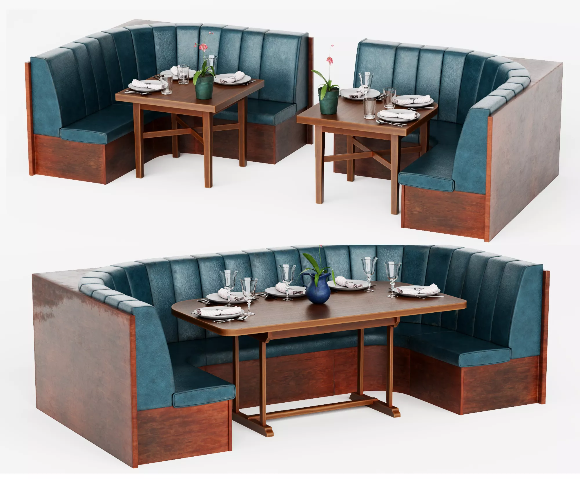 Restaurant Booth Seating 3D Model 3D model