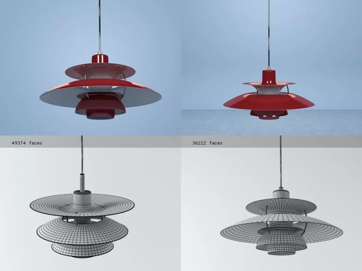 PH 5 different colored pendant lights hanging from ceiling 3D model_2