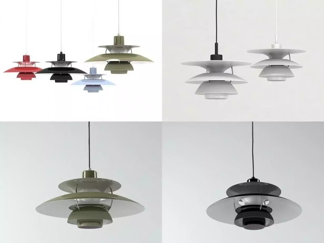 PH 5 different colored pendant lights hanging from ceiling 3D model_0