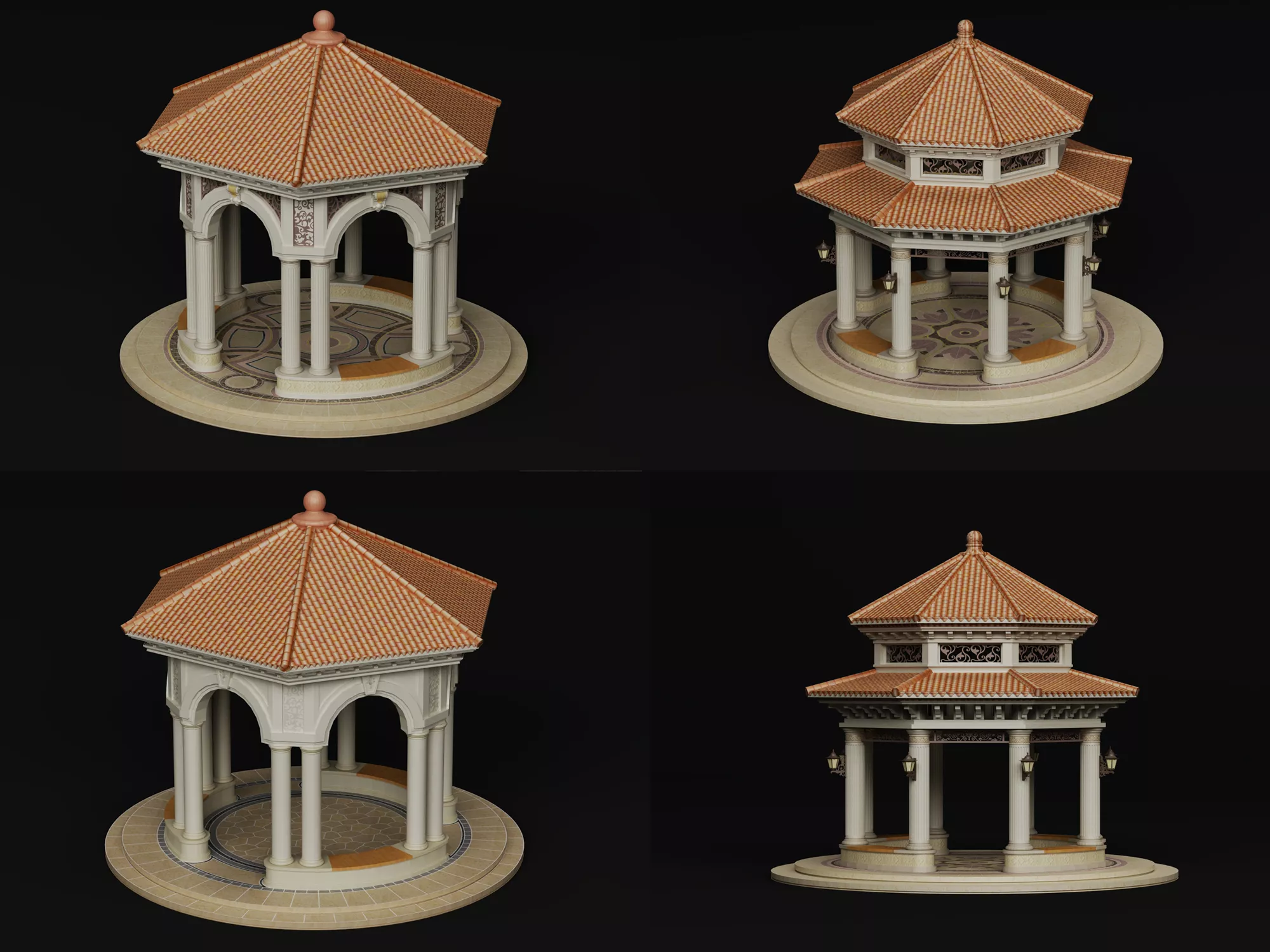 Classical Garden Gazebo 3D Model 3D model