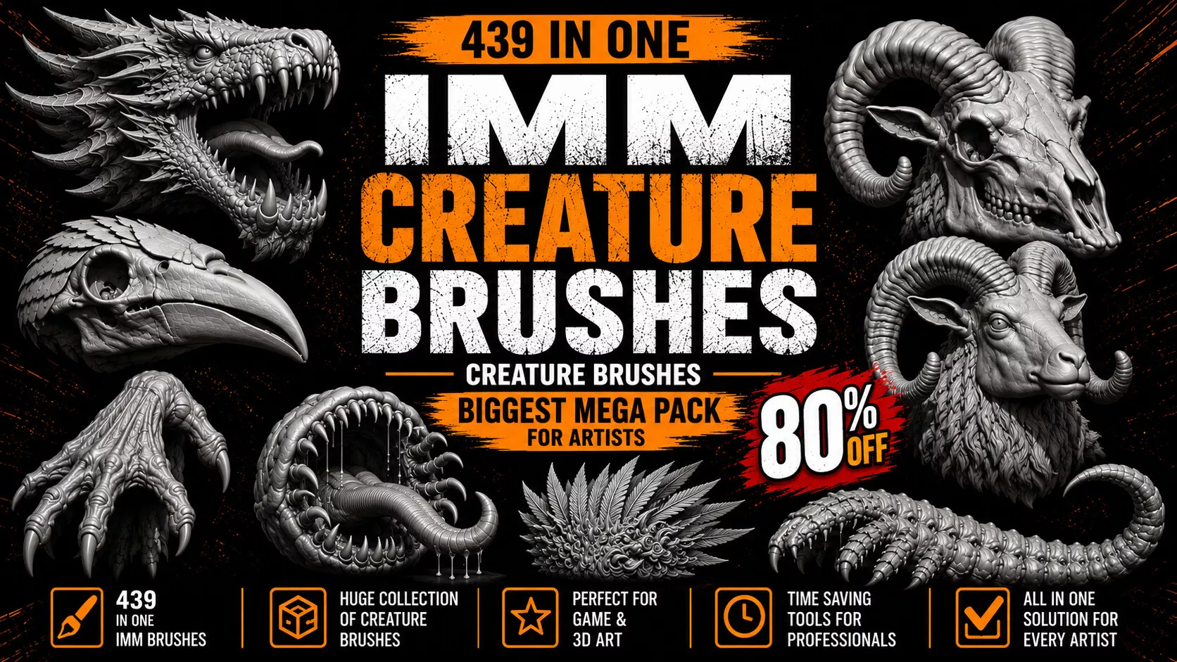 439 IMM BRUSHES ALL CREATURE PACK MEGA PACK 70 PERCENT OFF 3D model