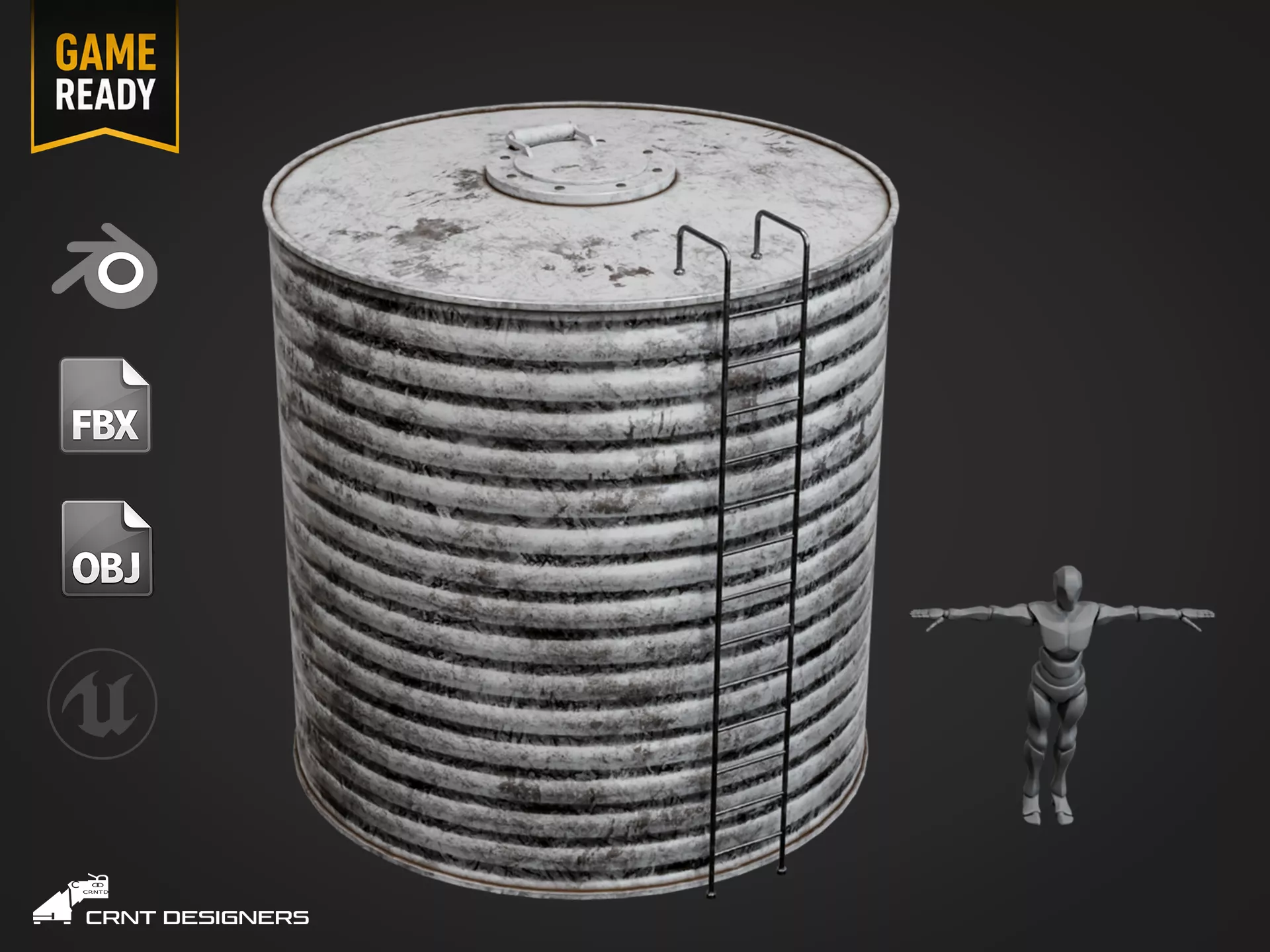 Industrial Water Storage Tank - UE4 And UE5 Optimized Low-poly 3D model