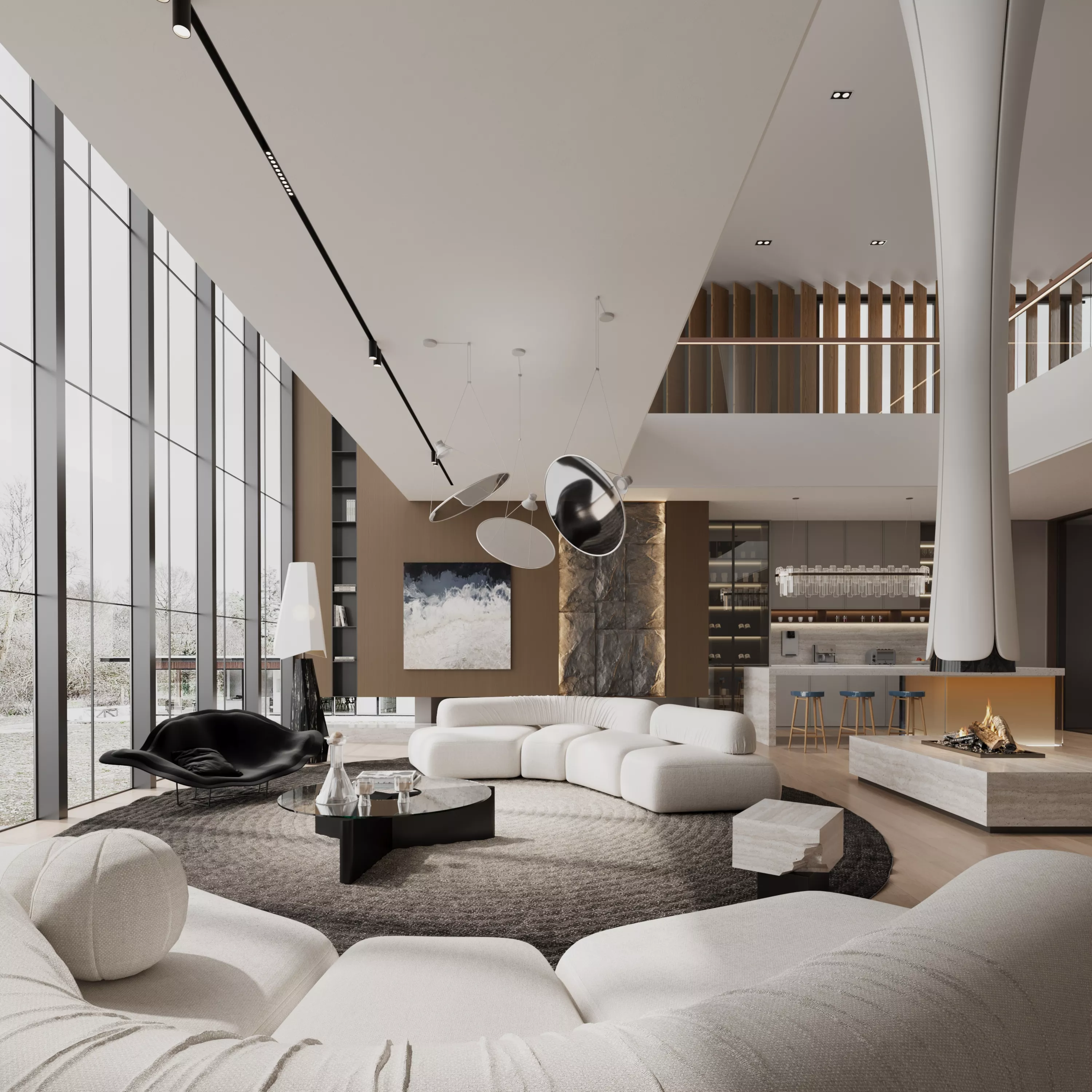 Villa living room and kitchen 212 3D model