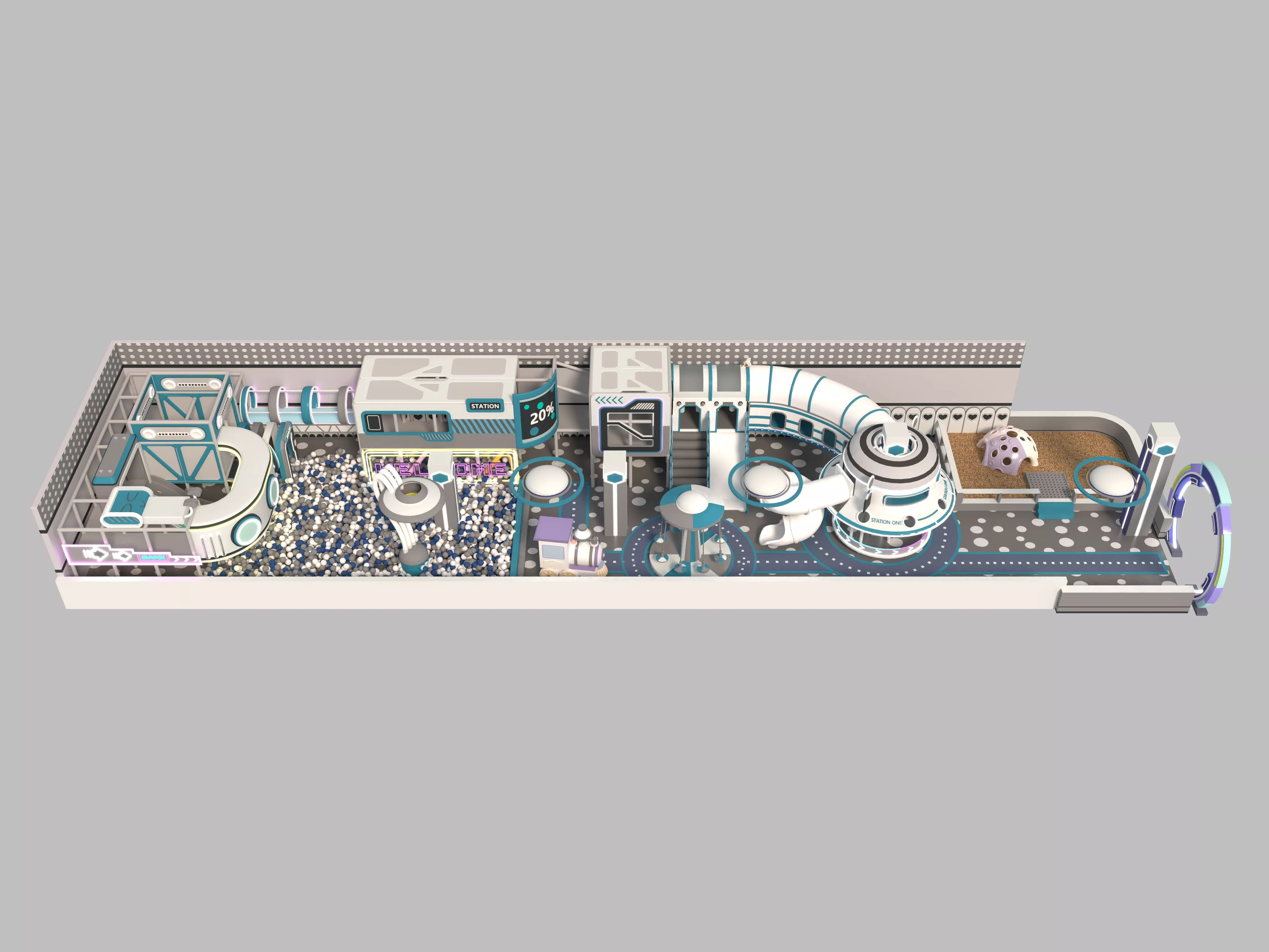Space themed indoor playground22 3D model