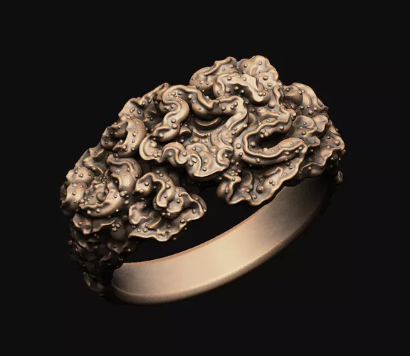 organic-ring cocktail-ring coral ruffle lichen mushroom