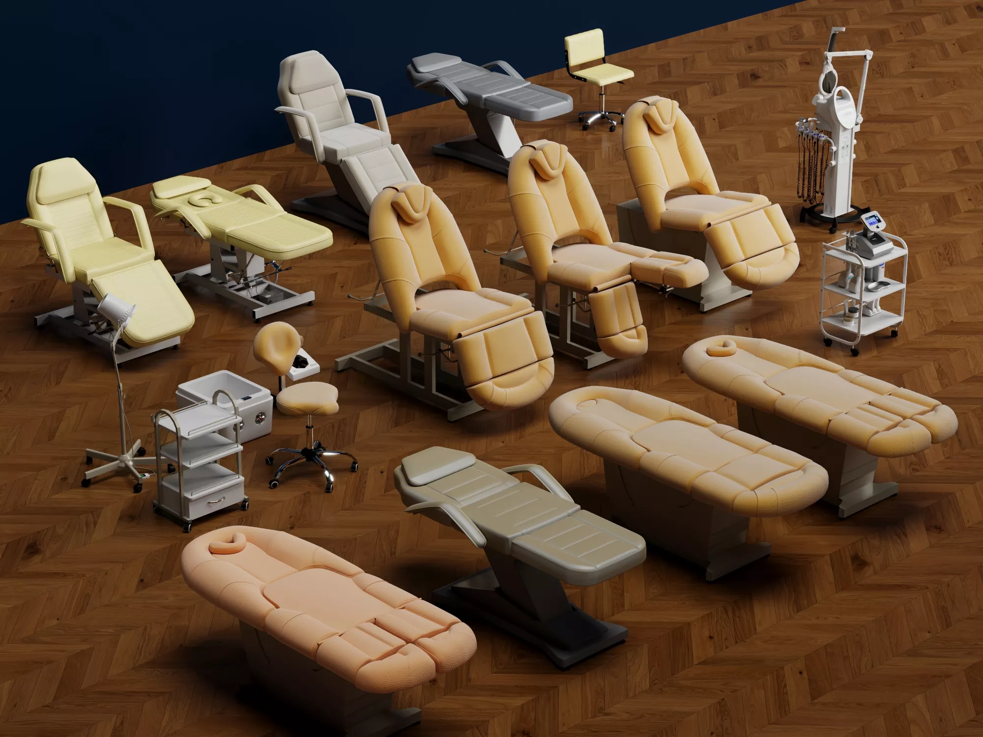 Beauty Salon Treatment Table Collection 3D Model 3D model