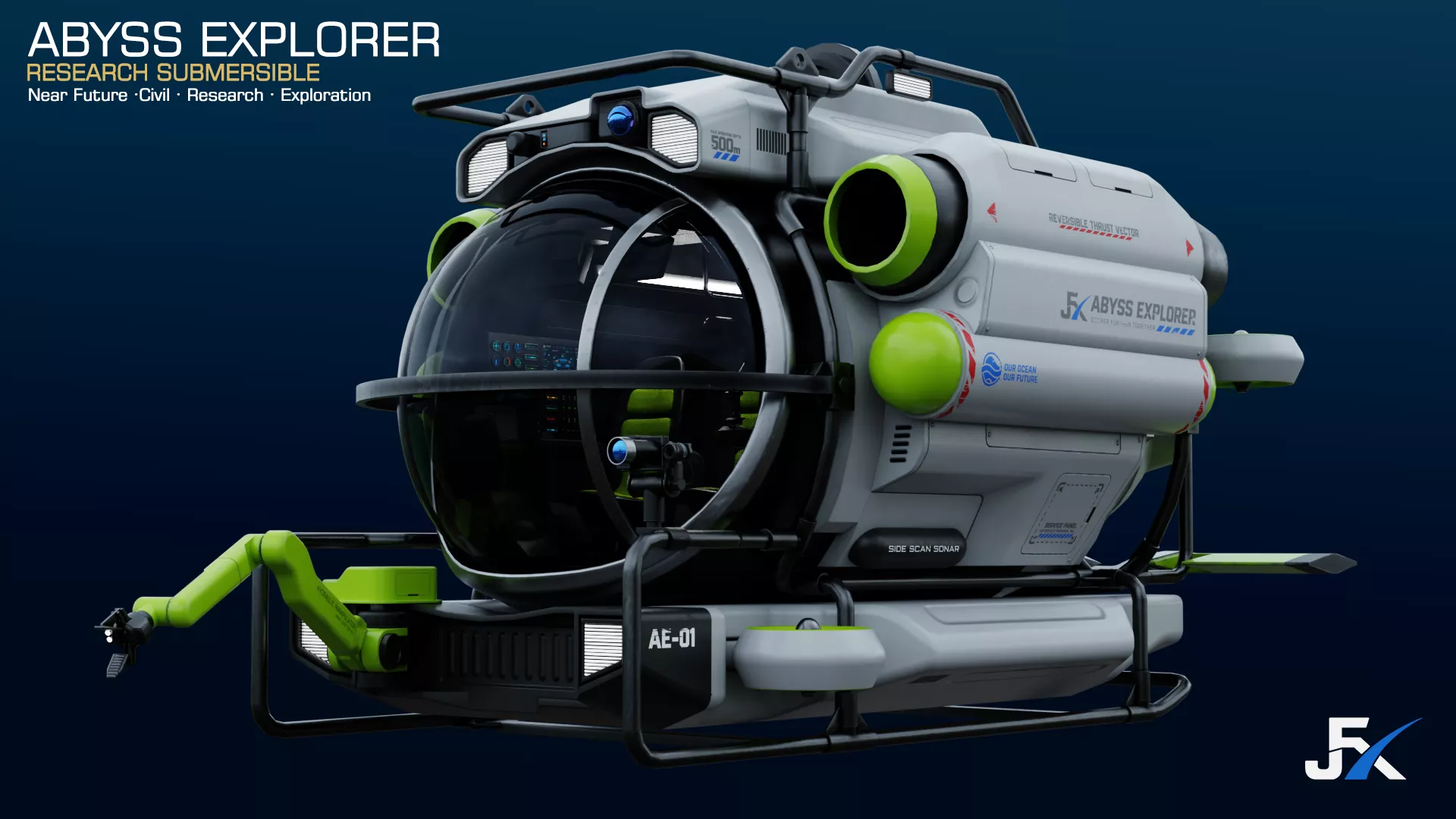 PBR - Abyss Explorer 500-Rigged Deep Sea Submersible-Blender-FBX Low-poly 3D model