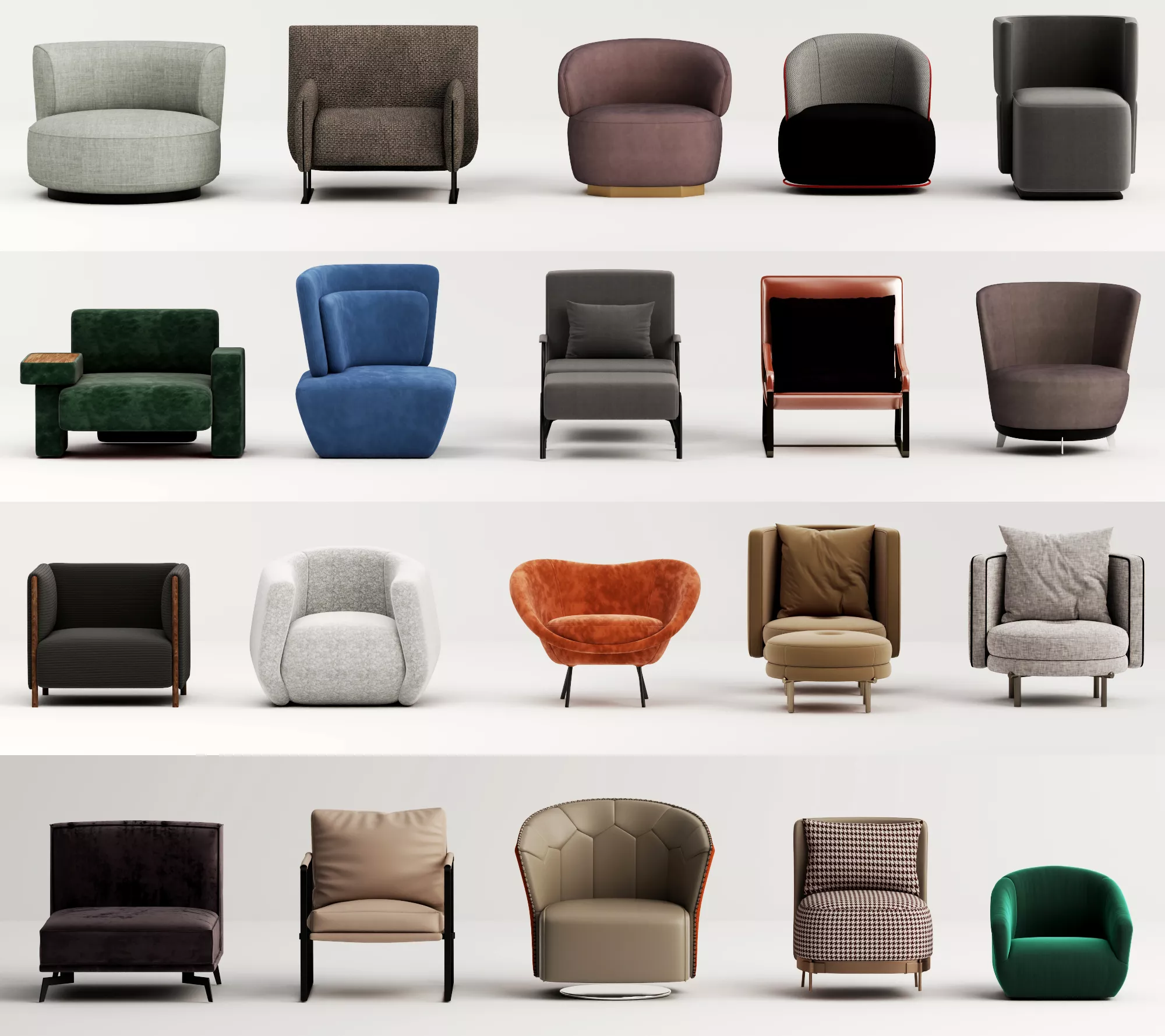 Modern Armchair Collection 3D Model 3D model