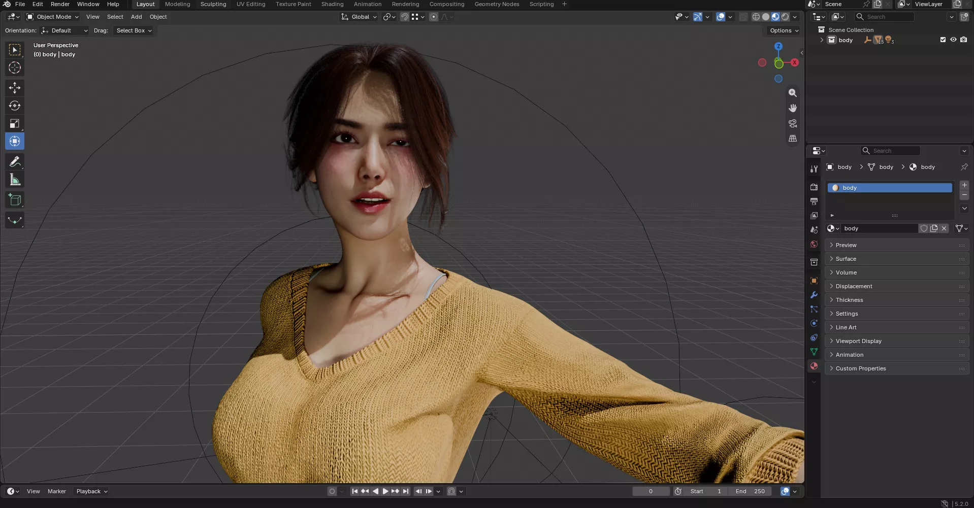 Beautiful Asian Girl PBR 8k free version Free 3D model