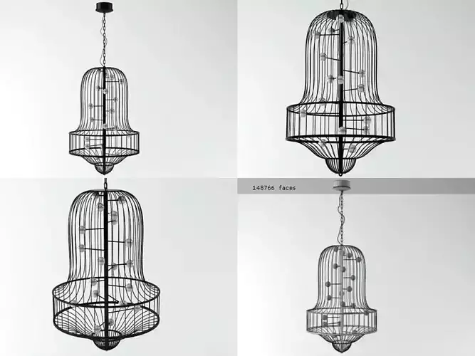 Luciola bird cage pendant light 3D model
