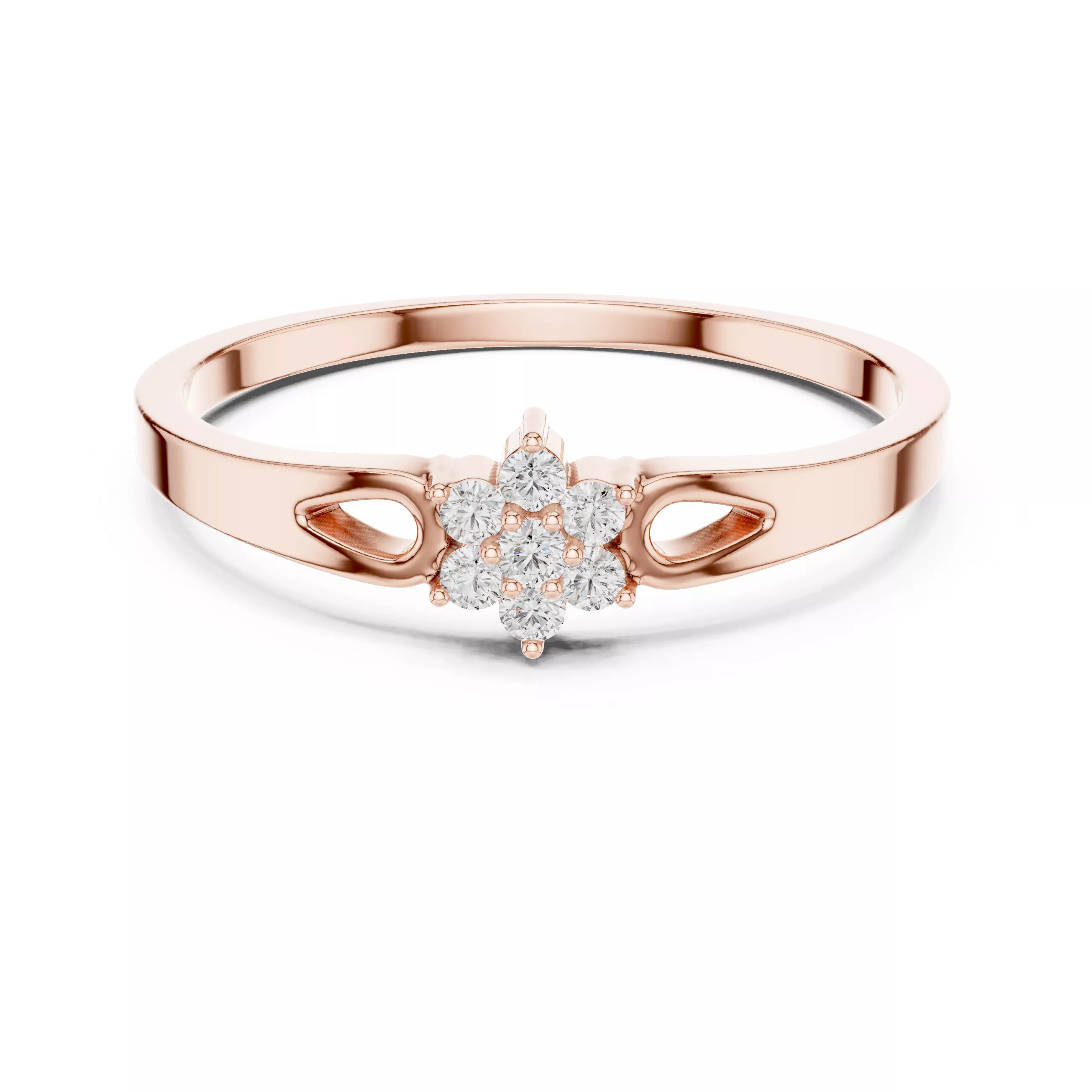 Floral Cluster Diamond Ring Jewelry Free 3D print model
