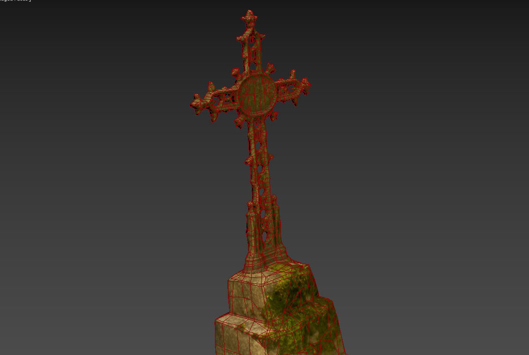 6x Grave crypt and crosses - cemetery colection Low-poly 3D model_17