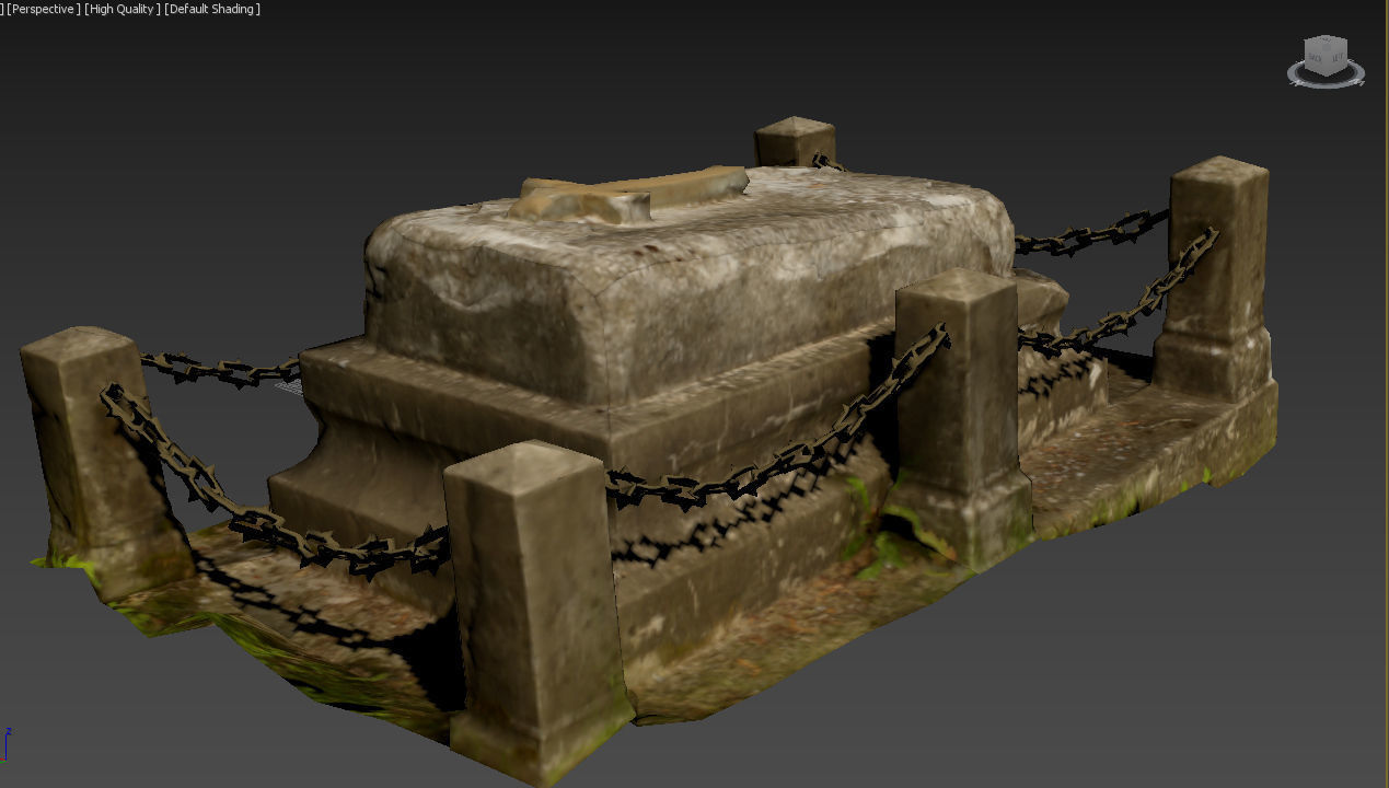 6x Grave crypt and crosses - cemetery colection Low-poly 3D model_26