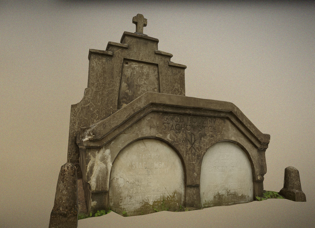 6x Grave crypt and crosses - cemetery colection Low-poly 3D model_12