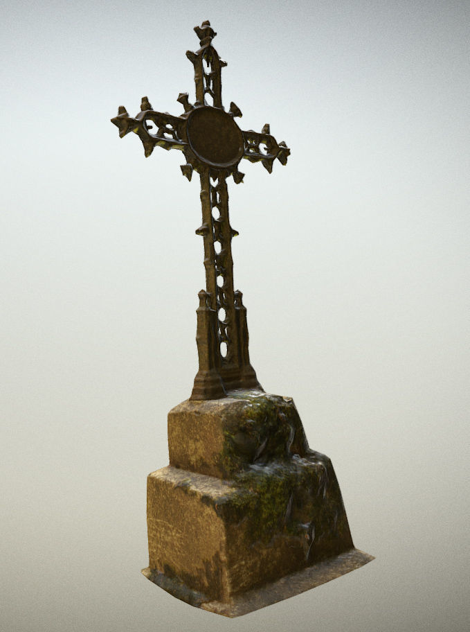 6x Grave crypt and crosses - cemetery colection Low-poly 3D model_5