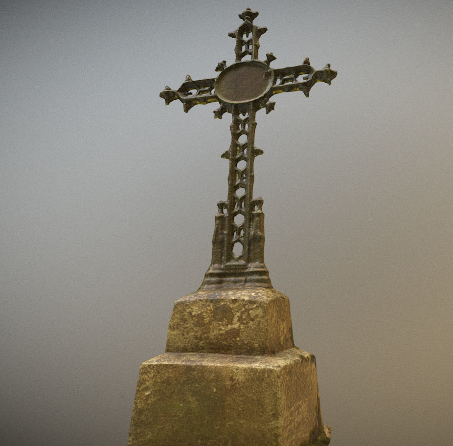 6x Grave crypt and crosses - cemetery colection Low-poly 3D model_4