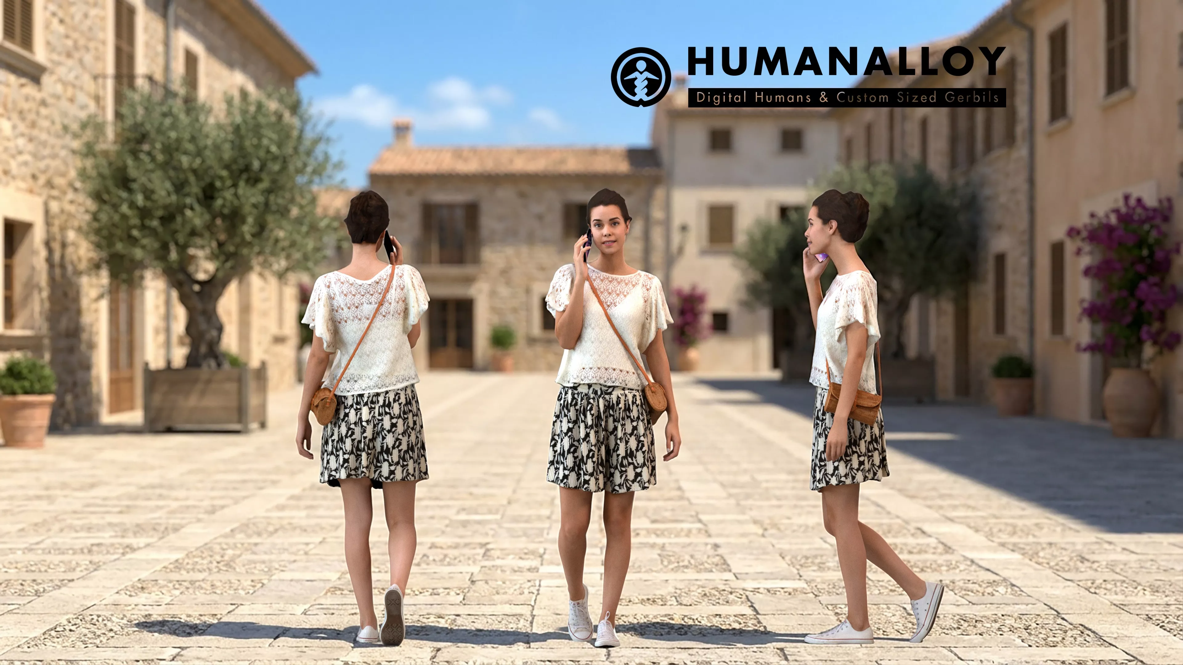 Adult Caucasian woman walking while calling 3D model