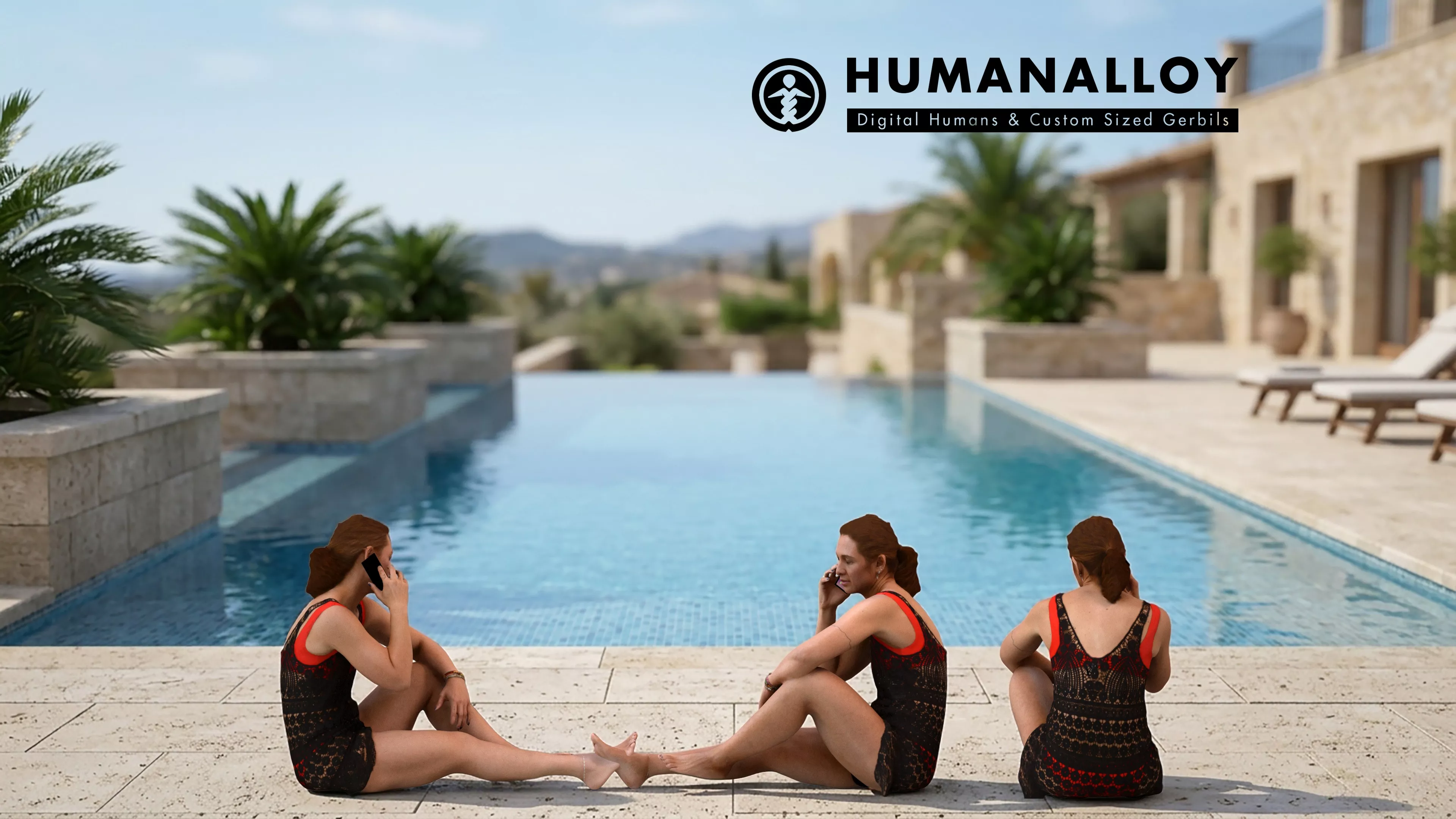 Adult Caucasian woman calling smartphone while sitting in sport 3D model