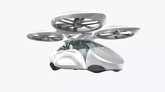 Sci-Fi Futuristic Passenger Drone 3D Model