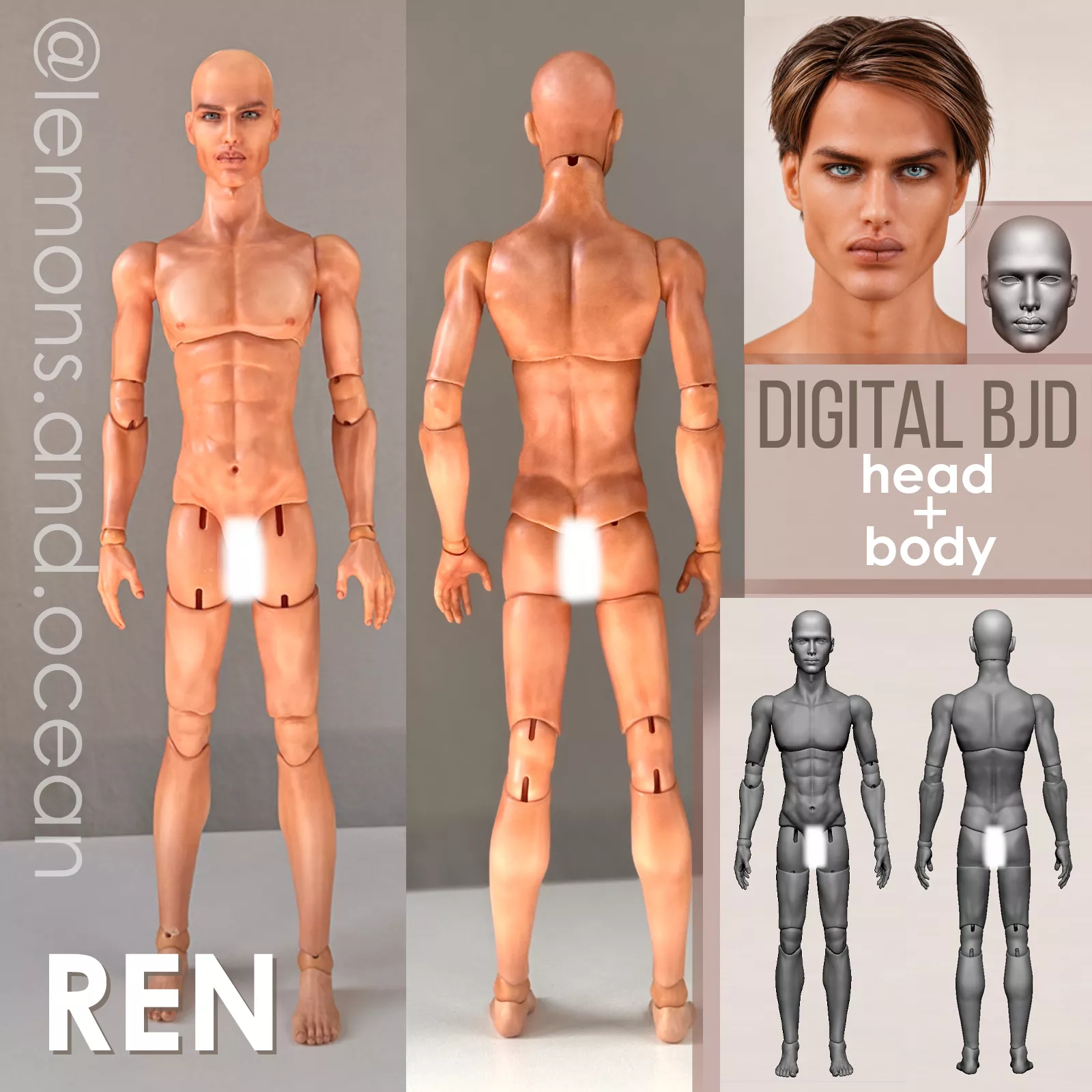 BJD doll full-body Male Character 3D print model -obj - REN 3D print model