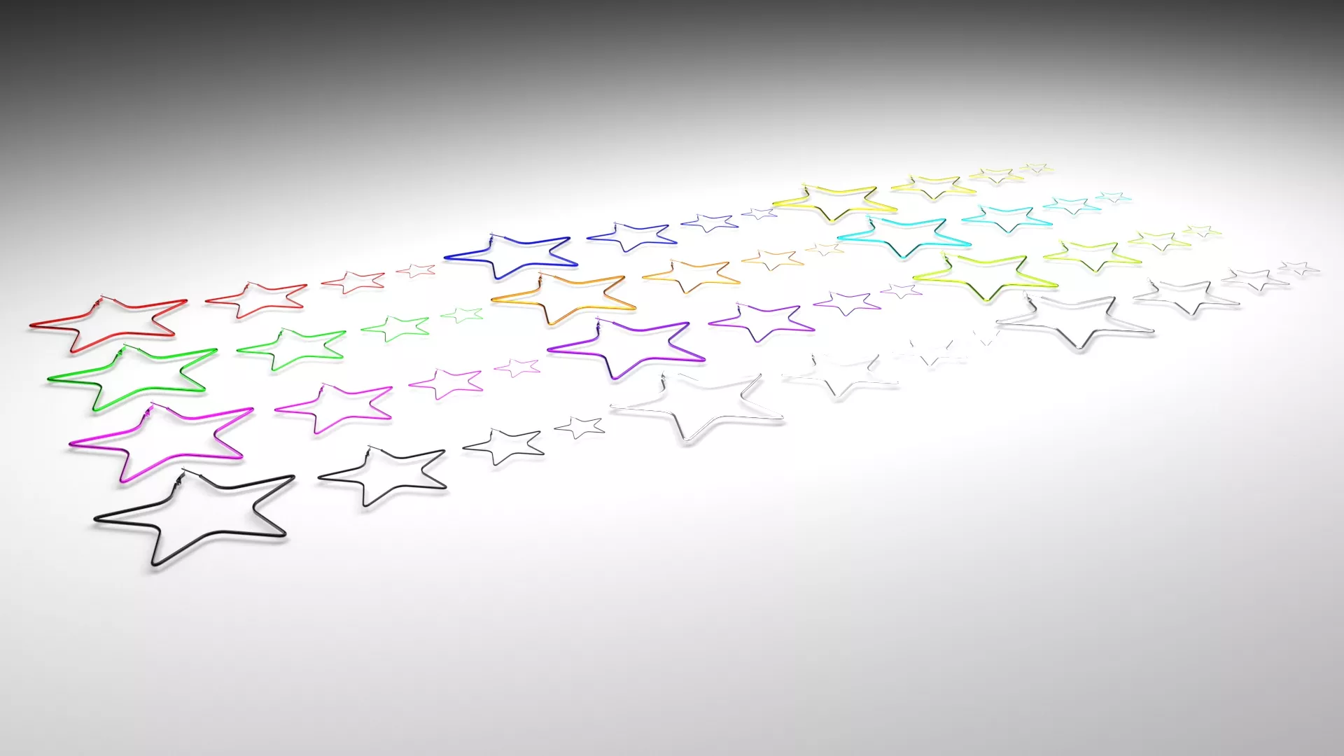 Colored Star Hoop Earrings Set 3D print model