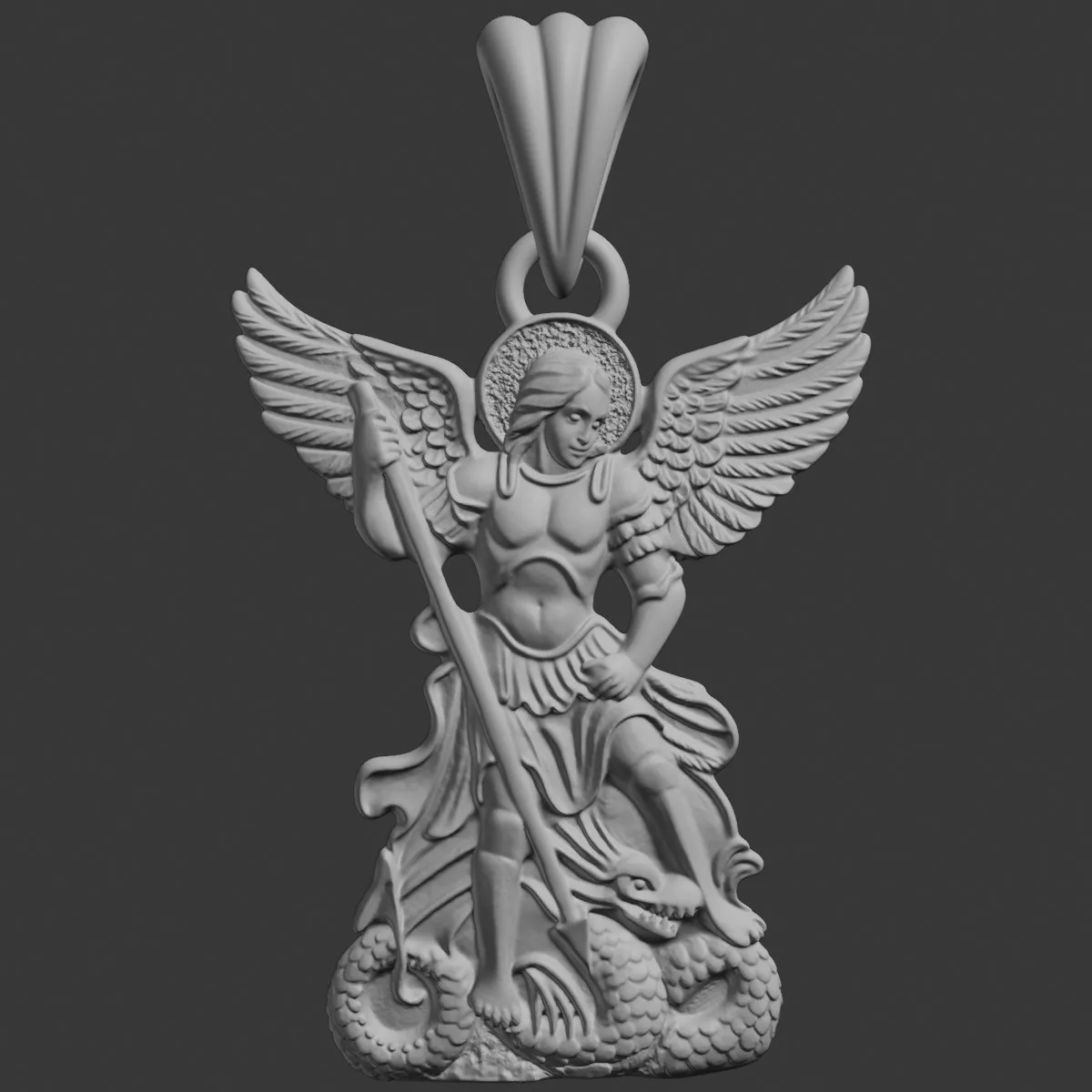 Pendant St Michael Archangel Flat 3D print model